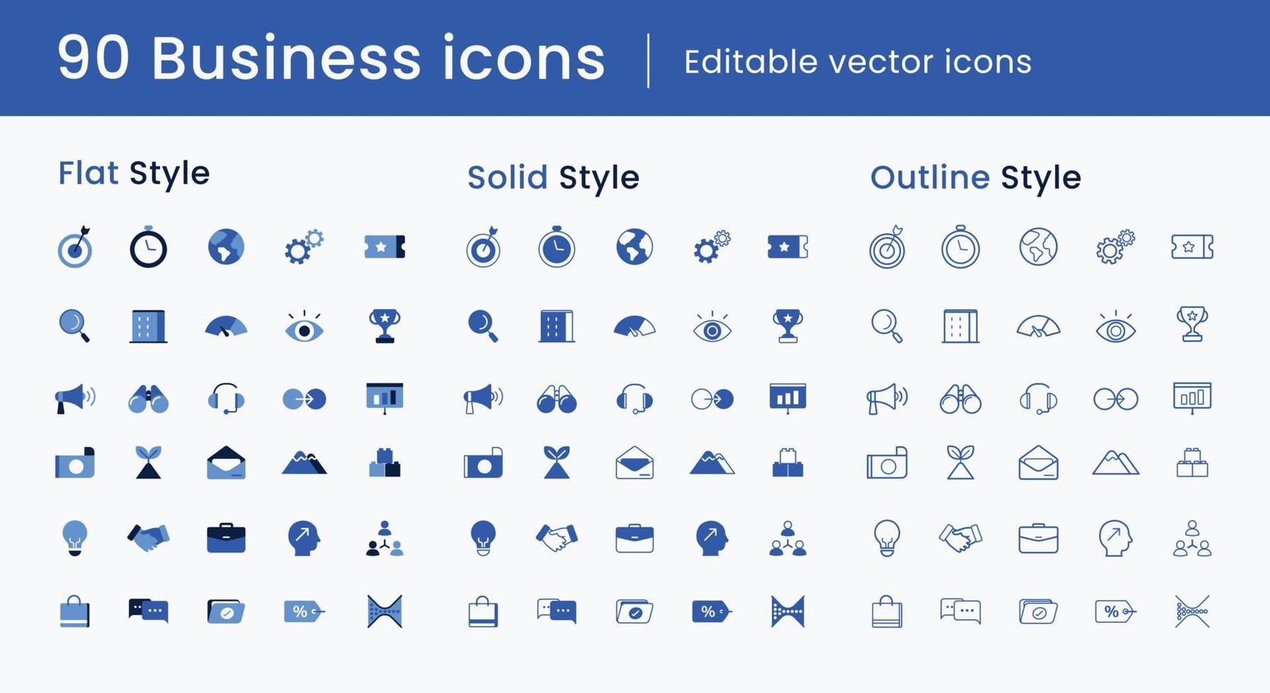 90 icônes d'affaires définies vecteur