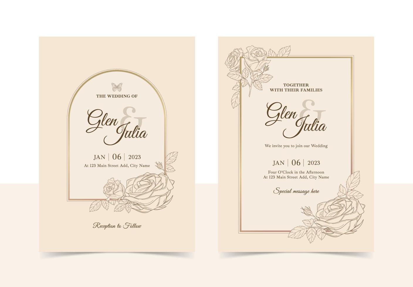 carte d'invitation de mariage vintage rose vecteur