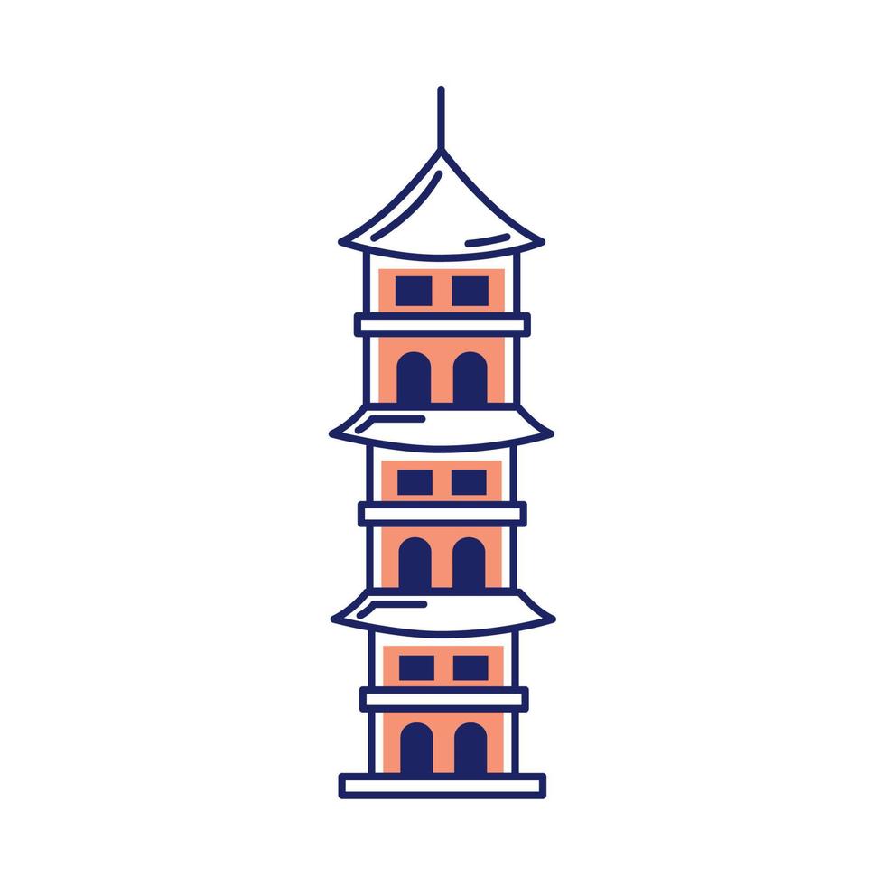 point de repère de la tour du temple chinois vecteur