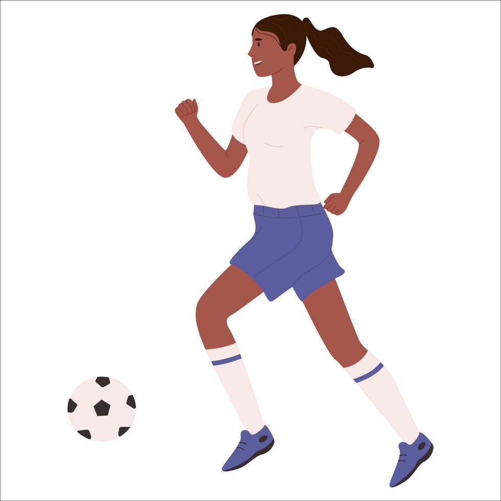 femme jouant au foot vecteur