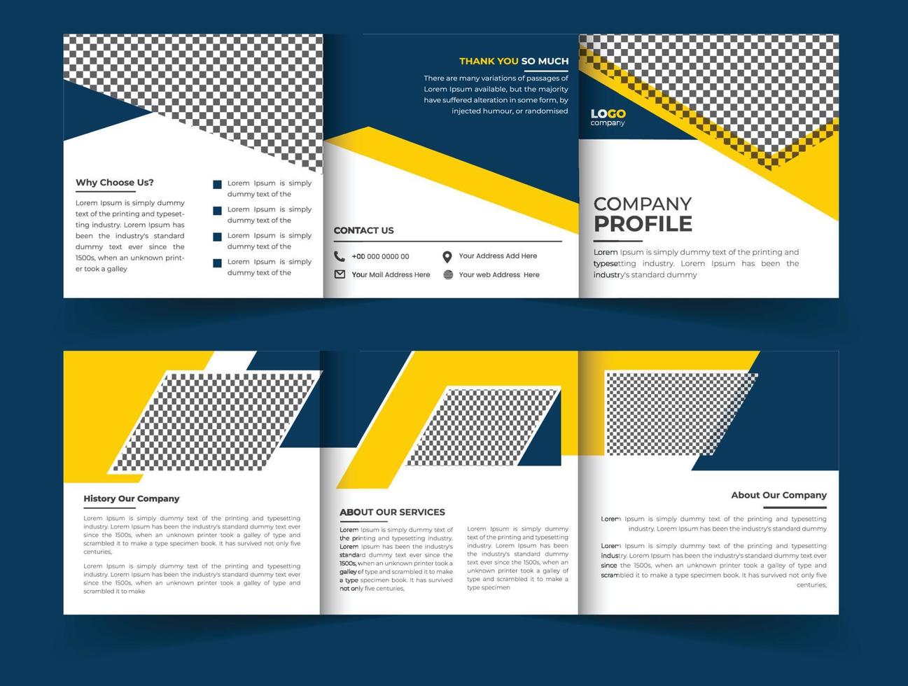 brochure à trois volets carrée d'entreprise moderne avec modèle de forme créative vecteur