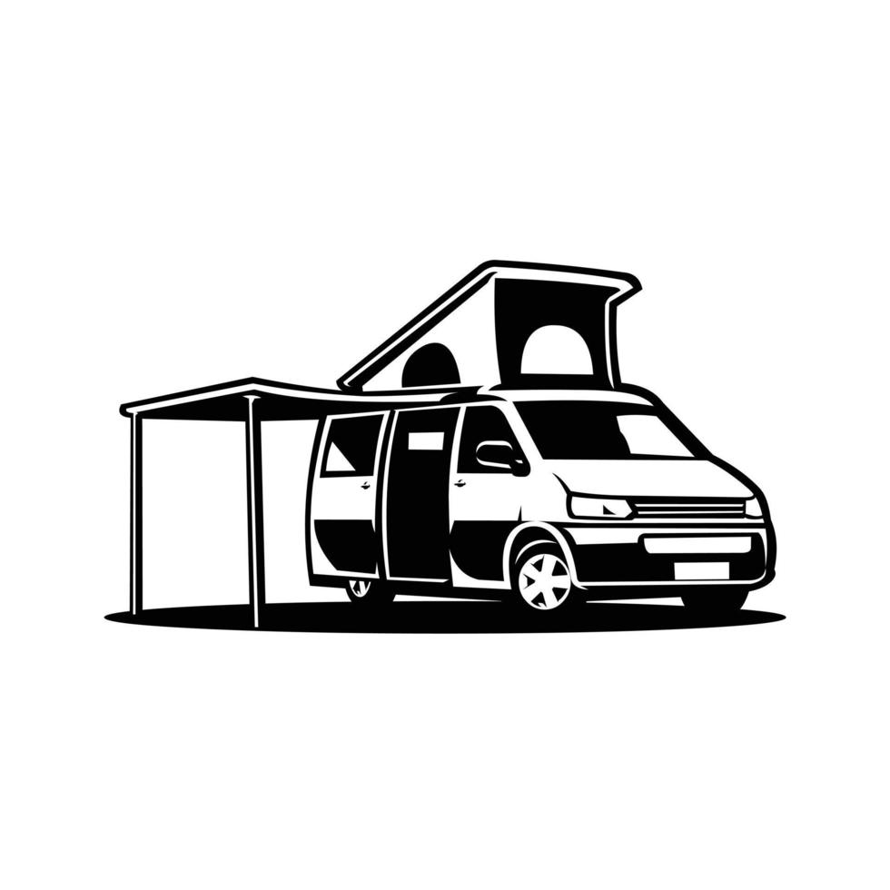 vecteur de silhouette de camping-car isolé sur fond blanc
