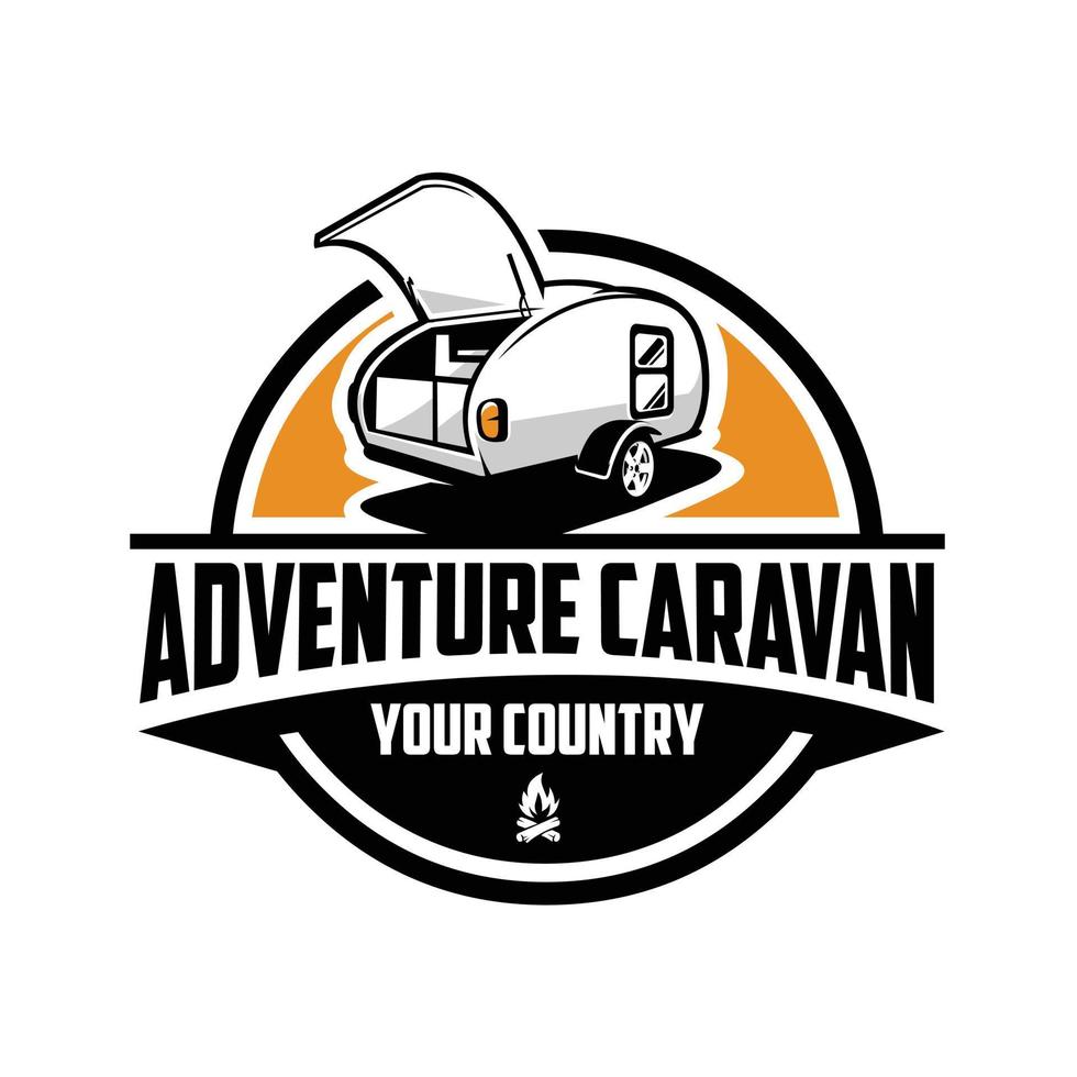 aventure caravane emblème logo vecteur modèle isolé
