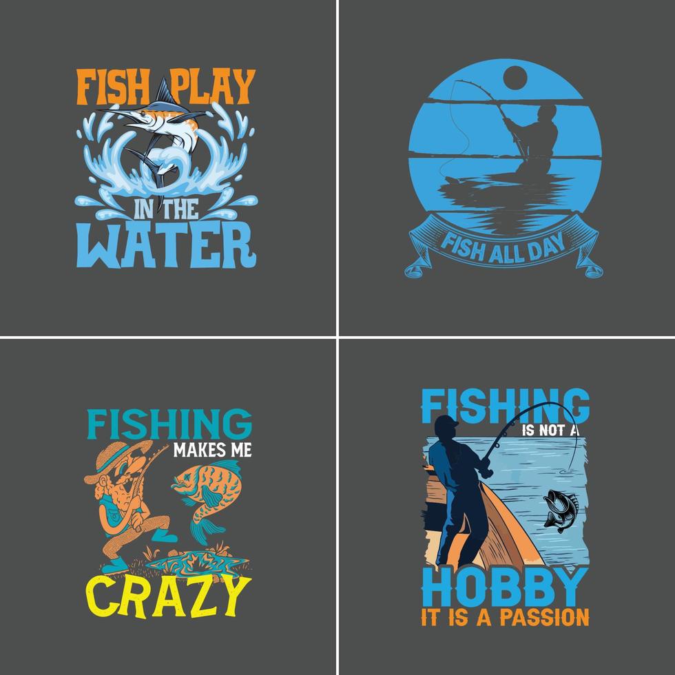 conception de t-shirt personnalisé de pêche, vecteur de conception de pêche groupée pour vous