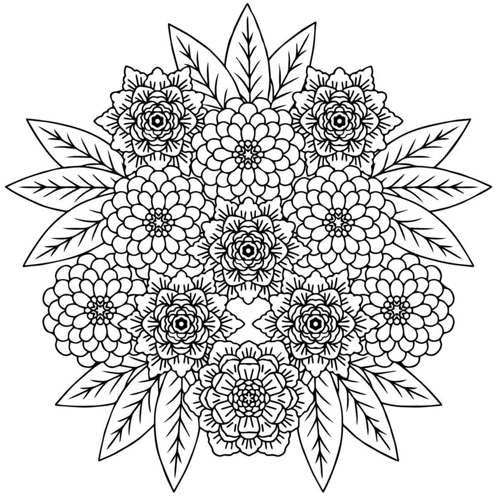 page de coloriage de l'élément de contour de fleur de conception vecteur