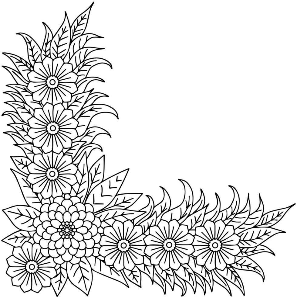 page de coloriage de l'élément de contour de fleur de conception vecteur