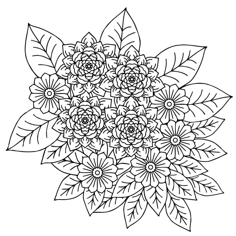 page de coloriage de l'élément de contour de fleur de conception vecteur