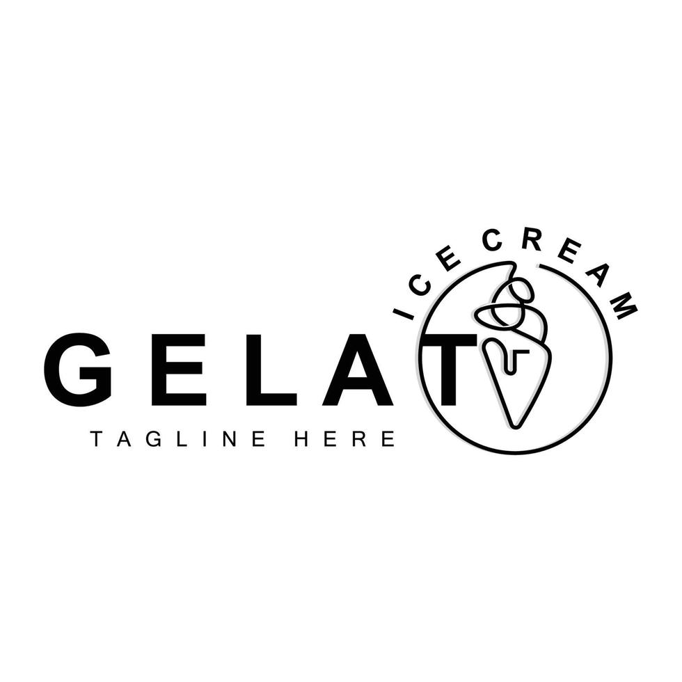 création de logo de glace à la crème glacée, aliments froids doux et sucrés, produits de la société de marque vectorielle vecteur