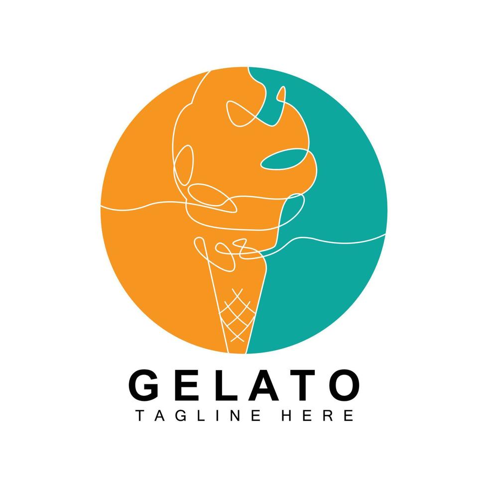 création de logo de glace à la crème glacée, aliments froids doux et sucrés, produits de la société de marque vectorielle vecteur