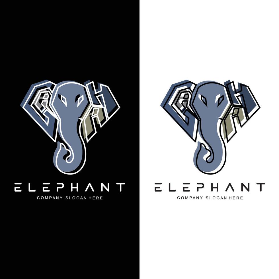 conception de logo de ligne d'éléphant illustration vectorielle de croquis animal protégé vecteur