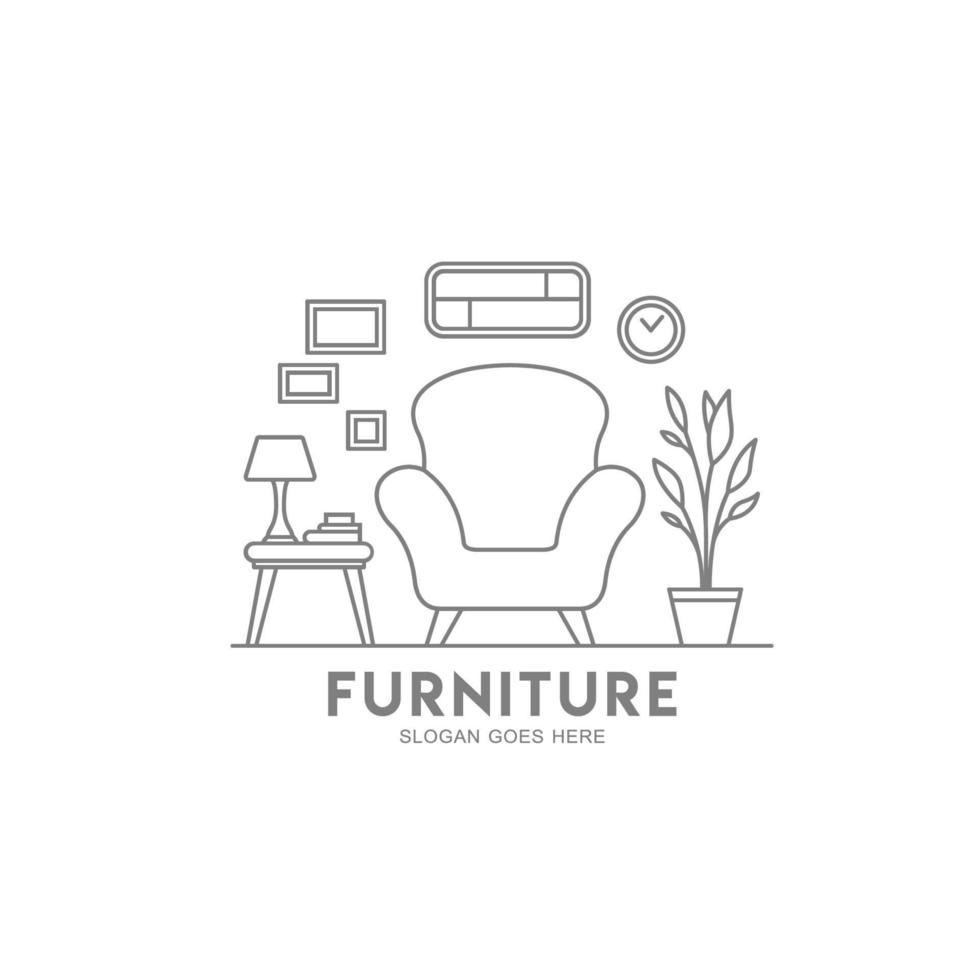modèle de logo minimaliste moderne de meubles de décoration vecteur