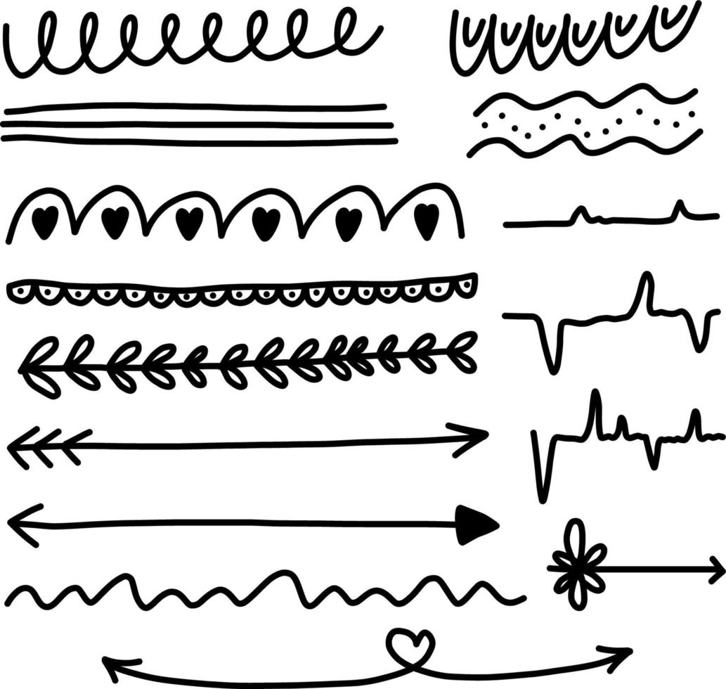 jeu de flèches vectorielles dessinées à la main vecteur