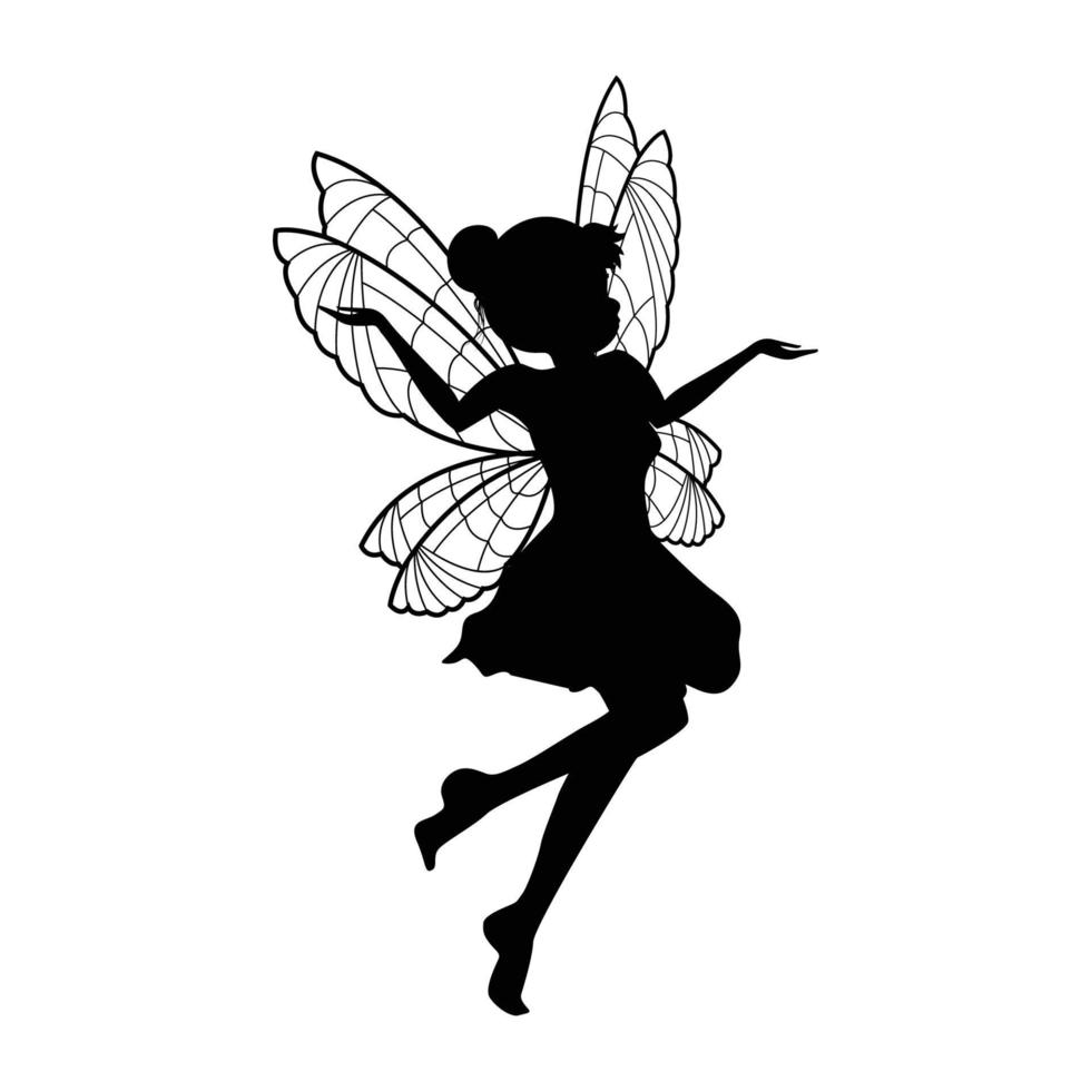 illustration de silhouette de fée mignonne vecteur