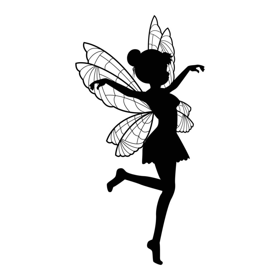 illustration de silhouette de fée mignonne vecteur