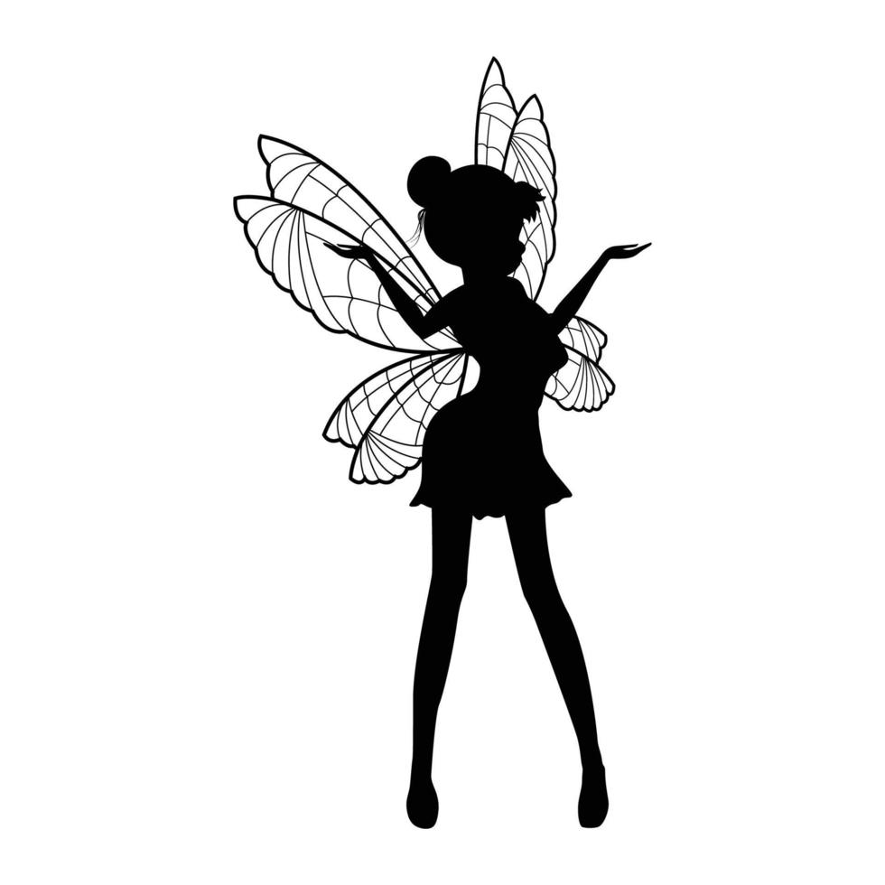 illustration de silhouette de fée mignonne vecteur