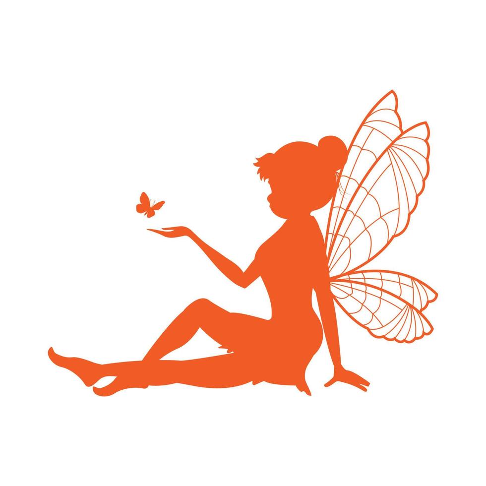 illustration de silhouette de fée mignonne vecteur