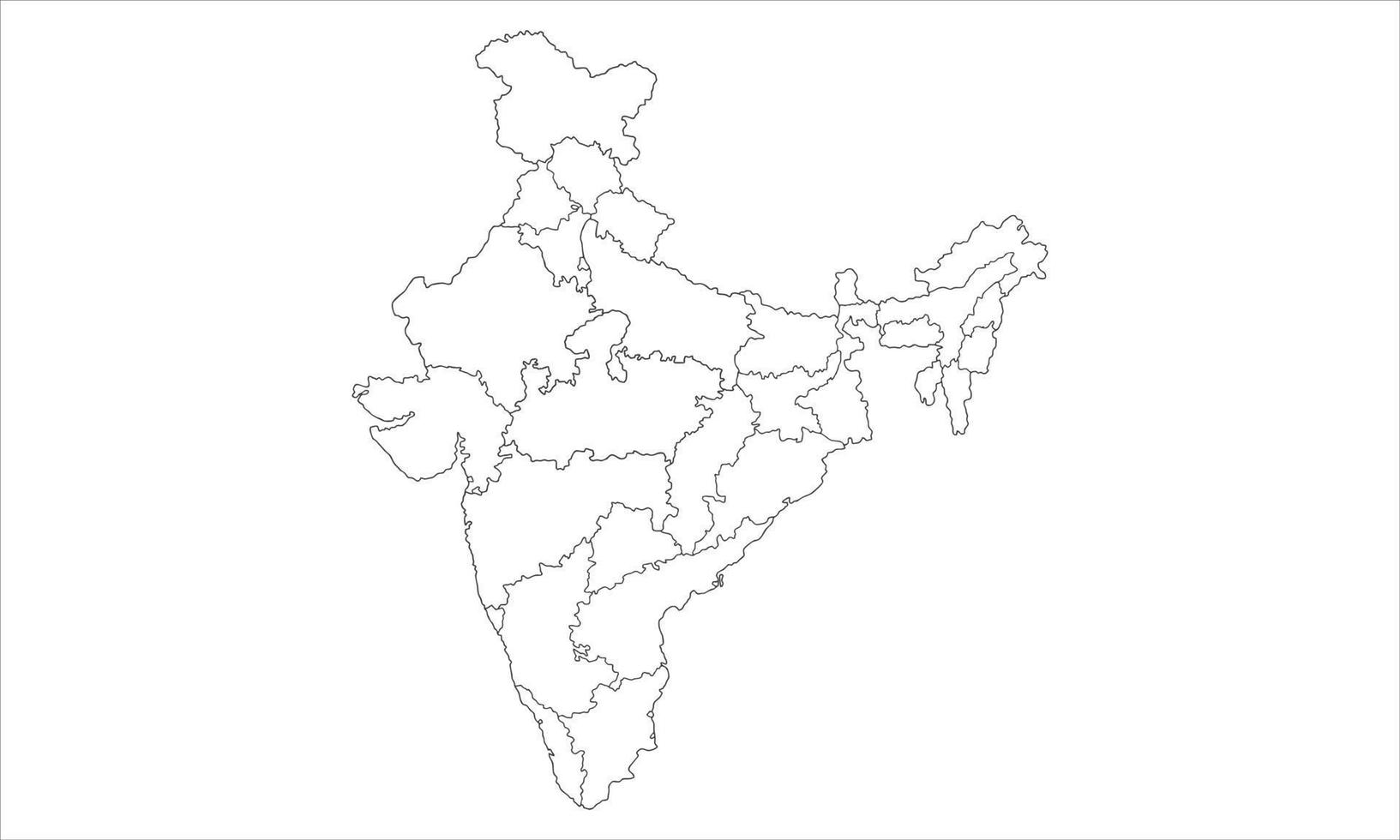 fond blanc de la carte de l'inde avec dessin au trait vecteur