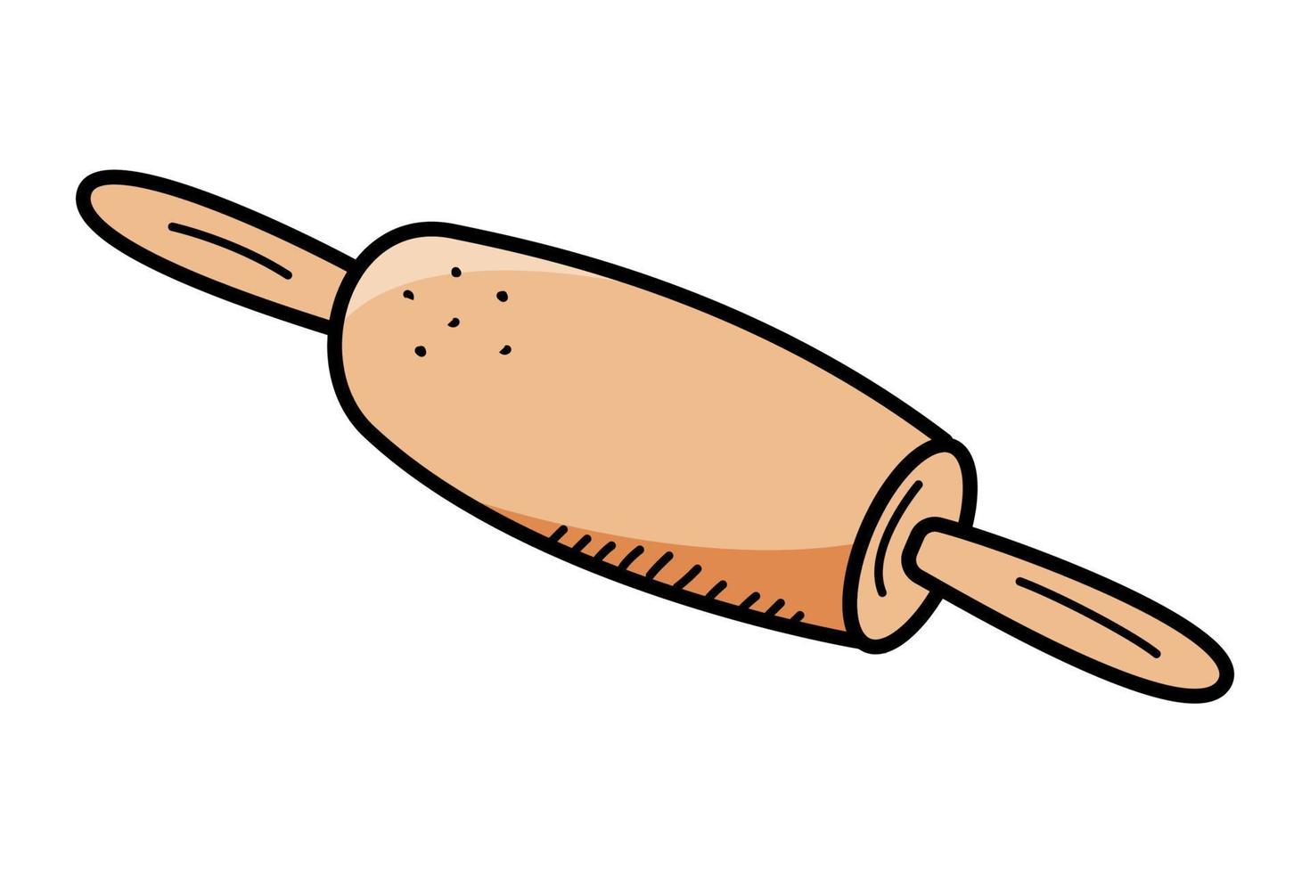 icône vectorielle rouleau à pâtisserie, illustration de griffonnage d'ustensiles de cuisine, pour la cuisson et la pâte. vecteur