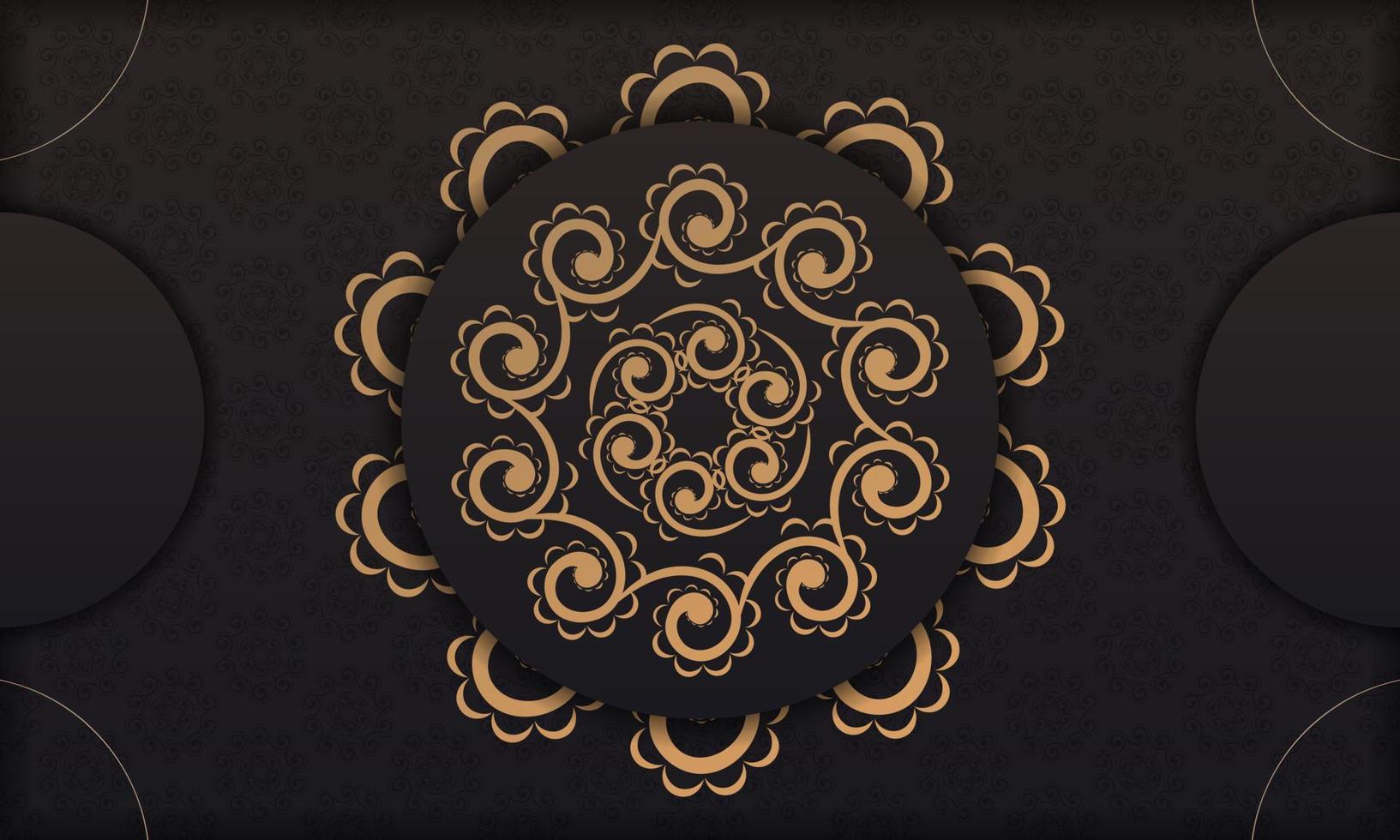 bannière vectorielle noire de magnifiques motifs vectoriels avec ornements de mandala et place sous le texte. modèle de carte d'invitation de conception d'impression avec ornement de mandala. vecteur