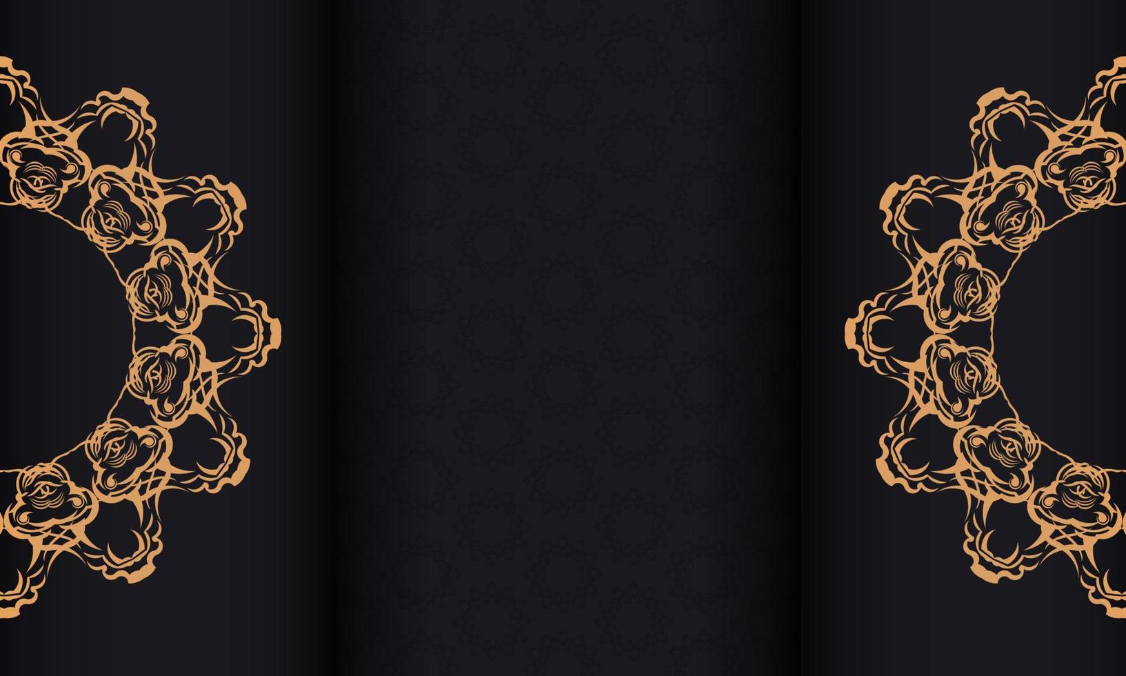 bannière noire avec de luxueux ornements dorés et placée sous le texte. conception d'invitation prête à imprimer avec des motifs vintage. vecteur