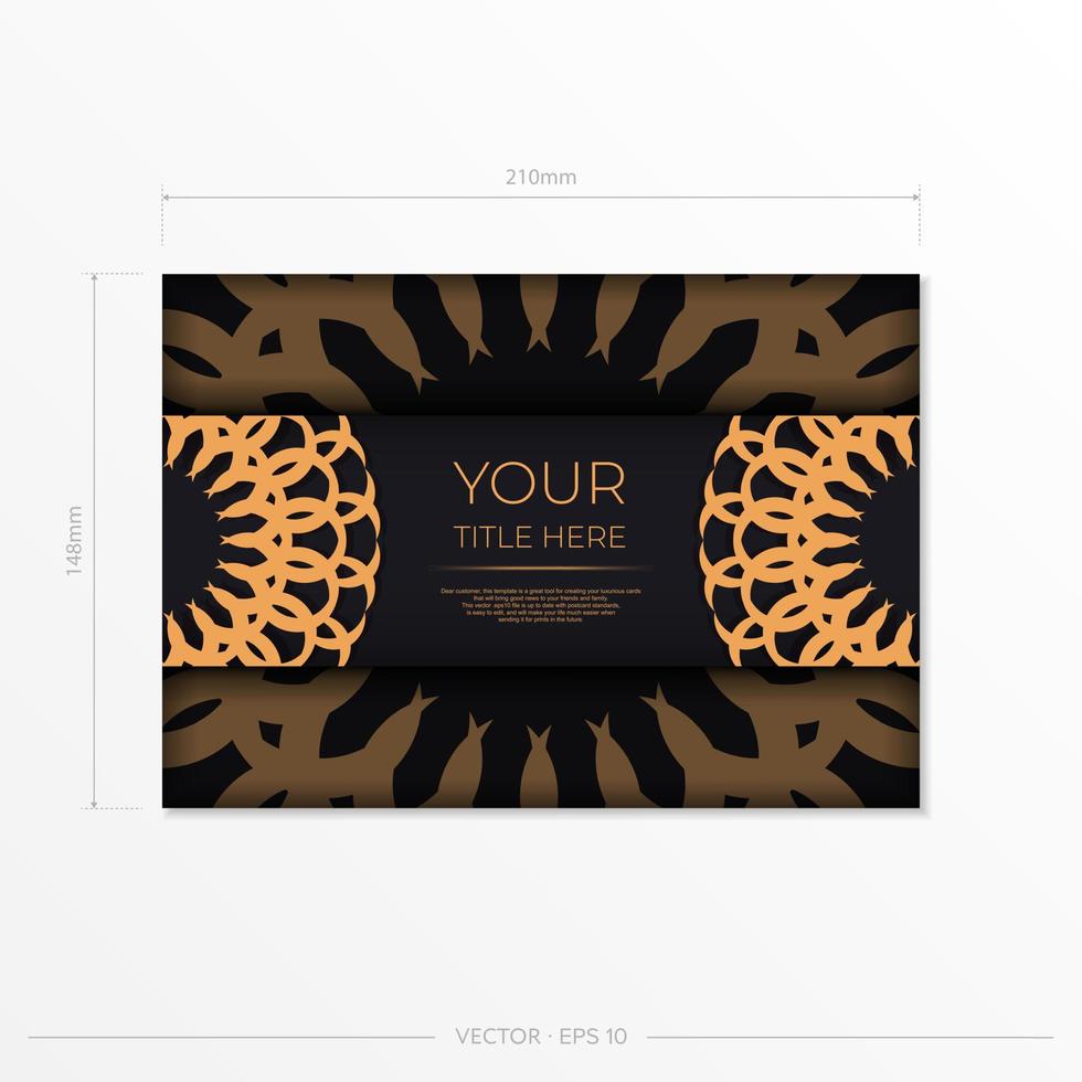 modèle vectoriel élégant pour carte postale de conception d'impression en couleur noire avec des ornements grecs de luxe. préparer une carte d'invitation avec des motifs vintage.