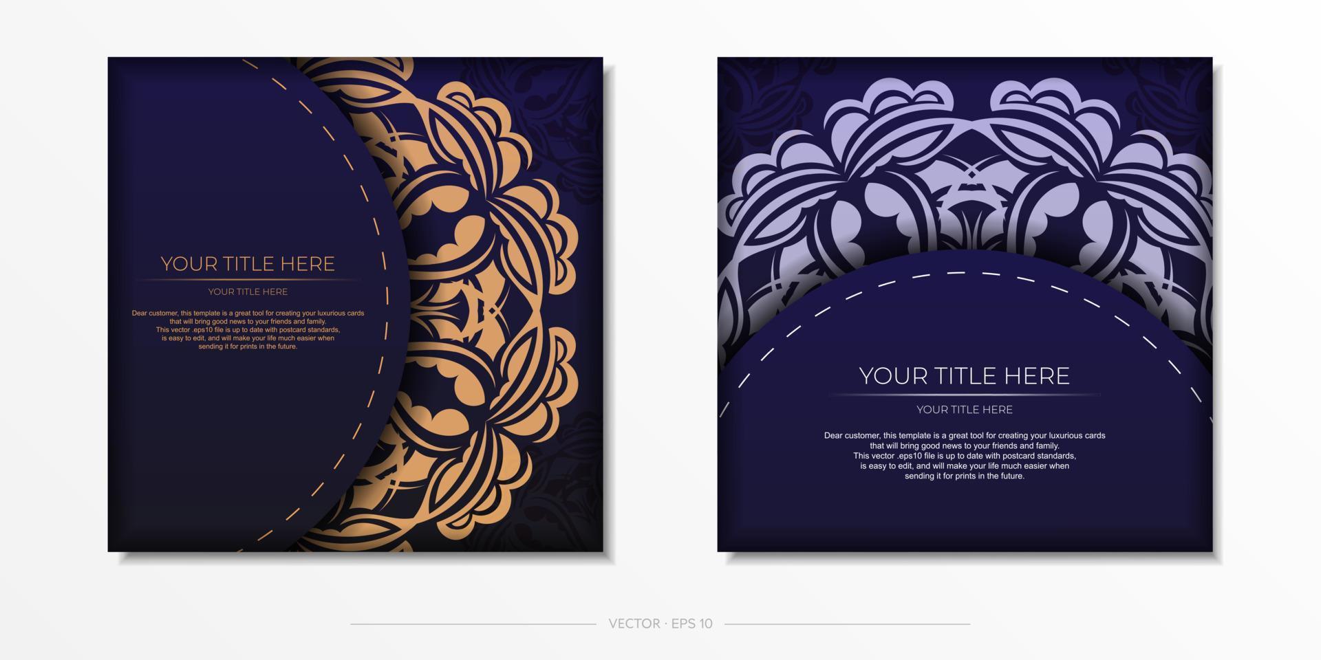 préparer une carte d'invitation avec des motifs vintage. modèle vectoriel élégant pour la conception d'impression de carte postale en couleur violette avec un grec de luxe