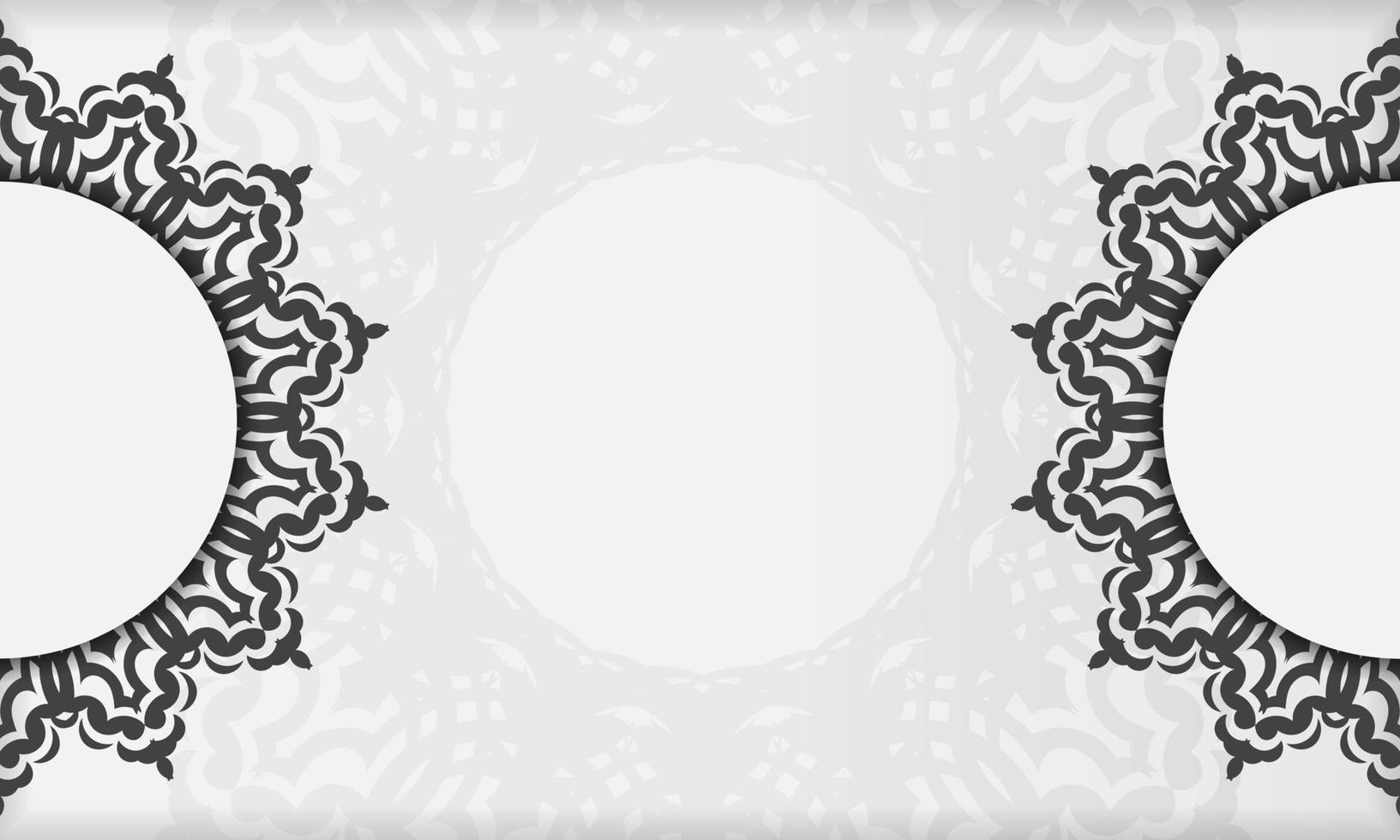 fond blanc avec des ornements vintage noirs et place pour votre texte. conception de cartes d'invitation avec ornement de mandala. vecteur