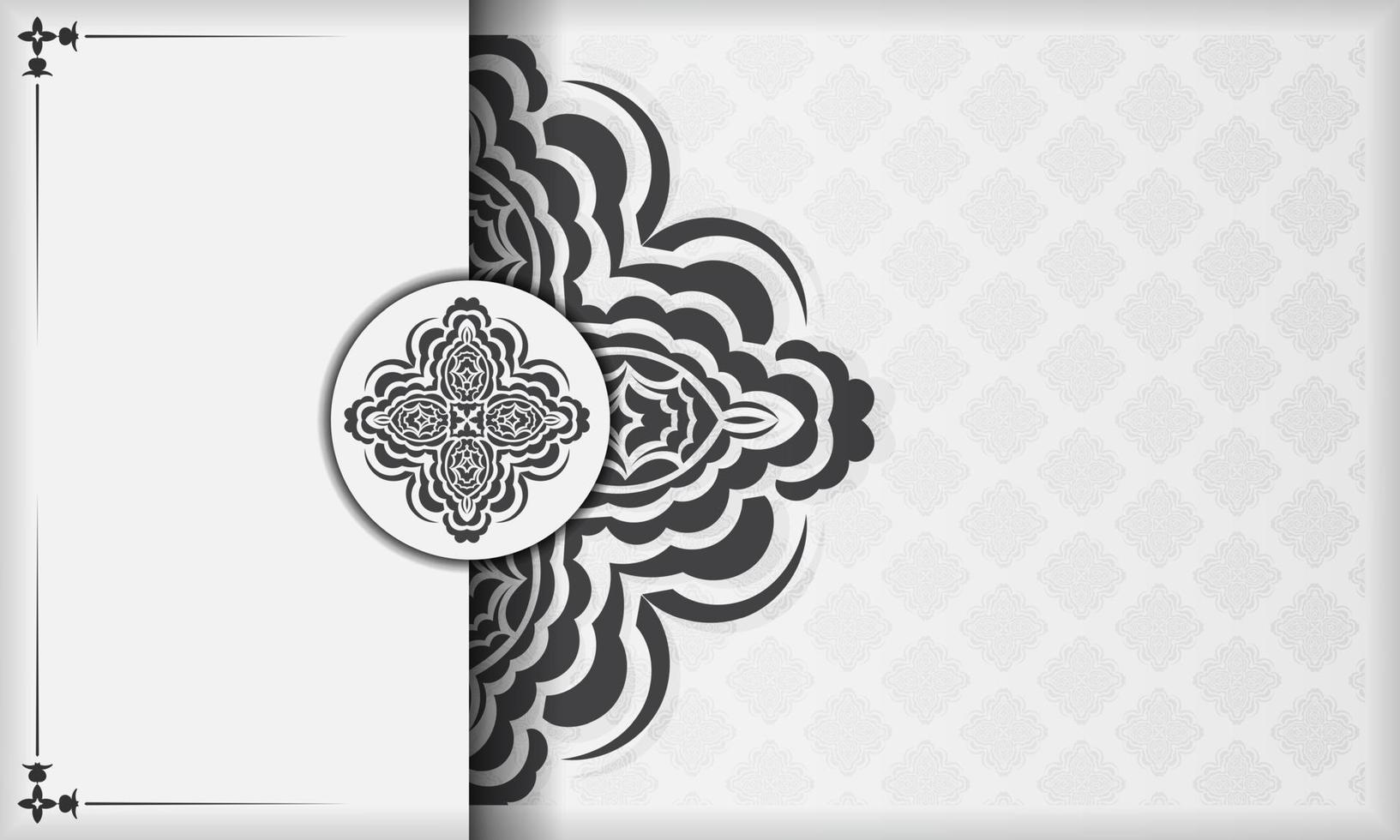 bannière blanche de magnifiques motifs vectoriels avec ornements de mandala et place sous le texte. conception d'invitation prête à imprimer avec des motifs de mandala. vecteur