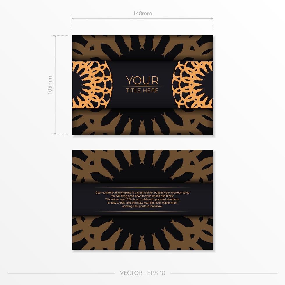 modèle vectoriel élégant pour carte postale de conception d'impression en couleur noire avec des ornements grecs de luxe. préparer une carte d'invitation avec des motifs vintage.
