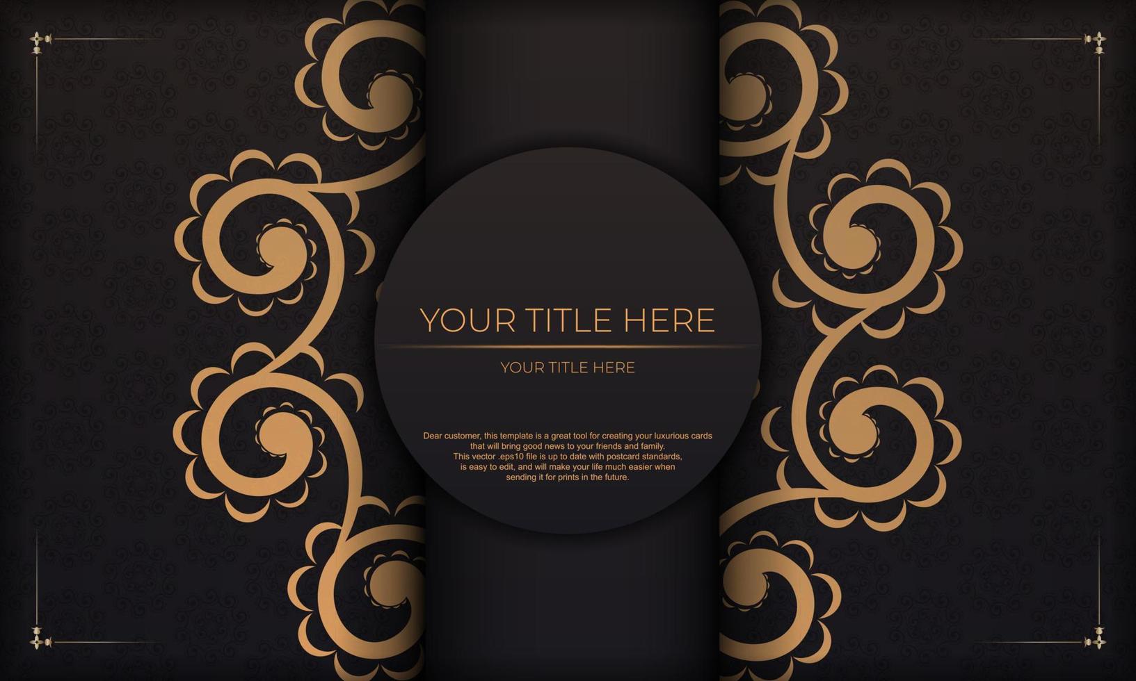 fond noir magnifiques motifs de mandala vectoriels avec ornements vintage et place pour votre conception. modèle de carte d'invitation de conception d'impression avec ornement de mandala. vecteur