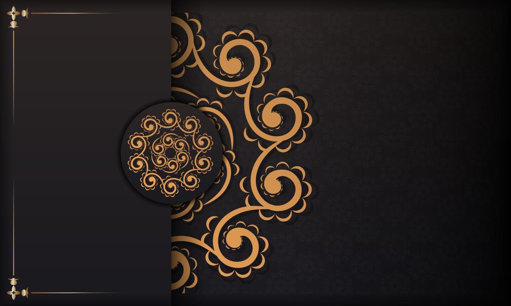 bannière noire de magnifiques motifs vectoriels avec ornements de mandala et place sous le texte. conception d'invitation prête à imprimer avec des motifs de mandala. vecteur