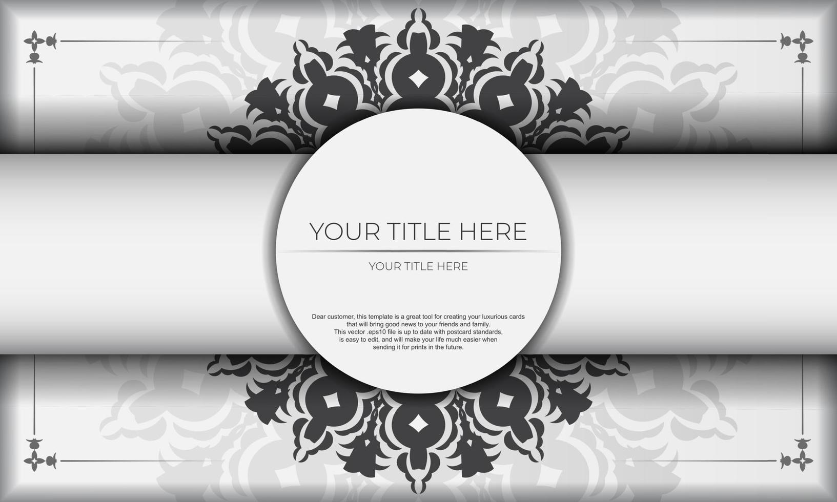 conception vectorielle de carte d'invitation avec des motifs luxueux. bannière blanche avec des ornements de luxe grecs pour votre conception. vecteur