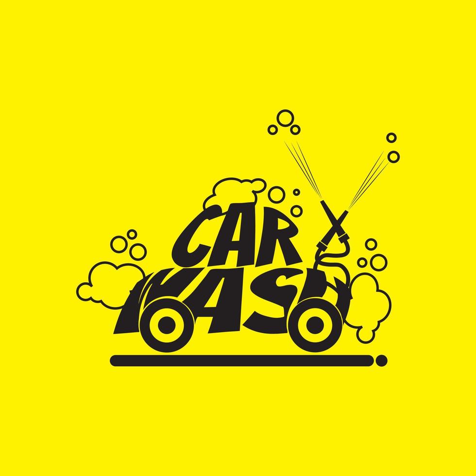 logo de lavage de voiture avec savon à bulles sur fond jaune. adapté aux entreprises de lavage de voiture vecteur