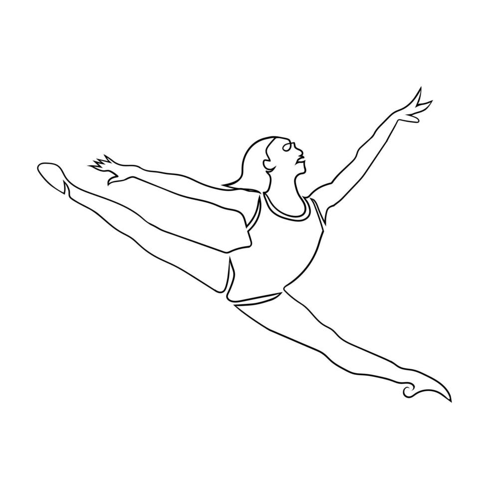 style de dessin d'art de ligne d'exercice de yoga fille, le croquis de fille linéaire noir isolé sur fond blanc, la meilleure illustration vectorielle d'art de ligne d'exercice de yoga fille. vecteur