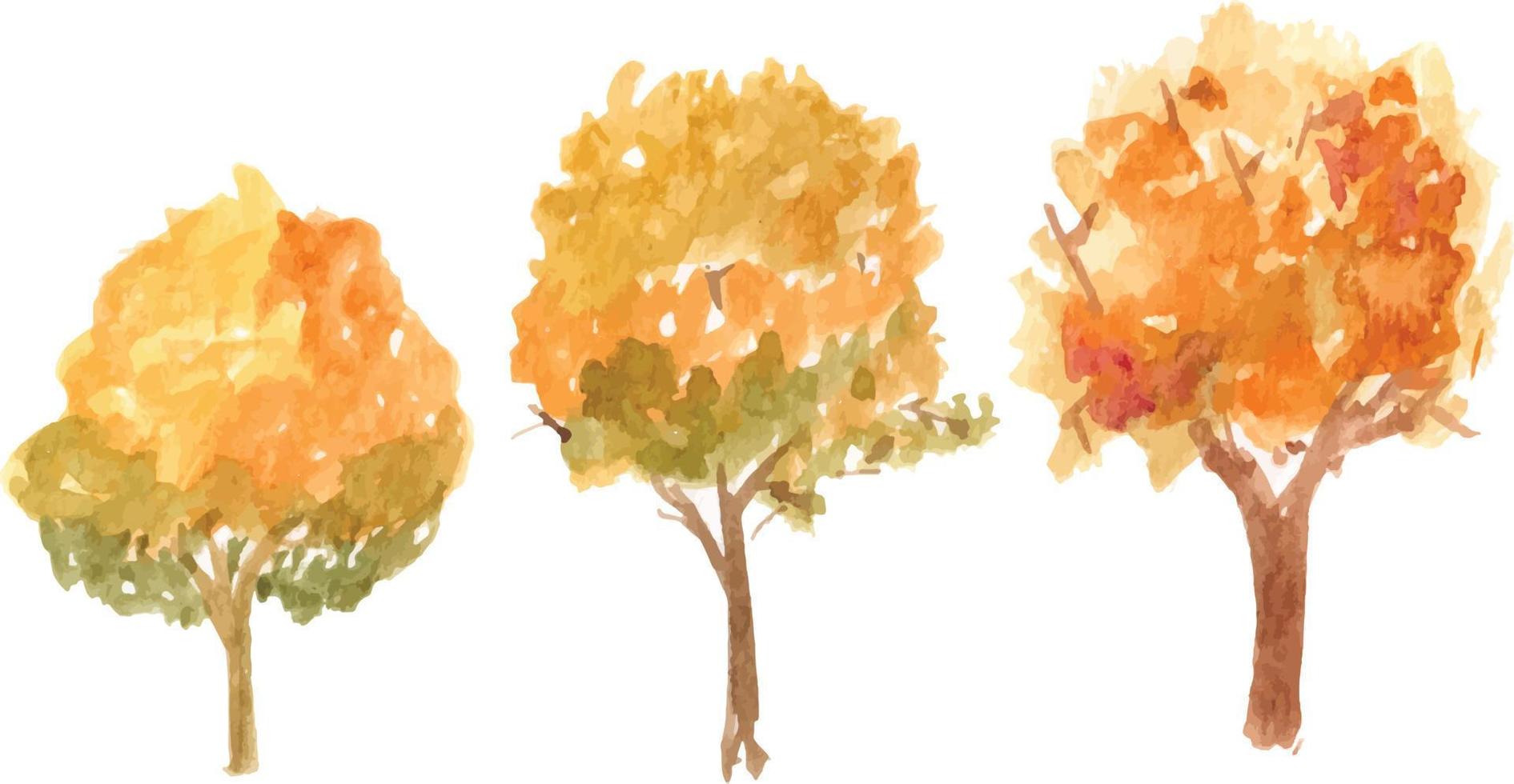 illustration aquarelle arbre automne dessinés à la main de vecteur sur fond blanc.