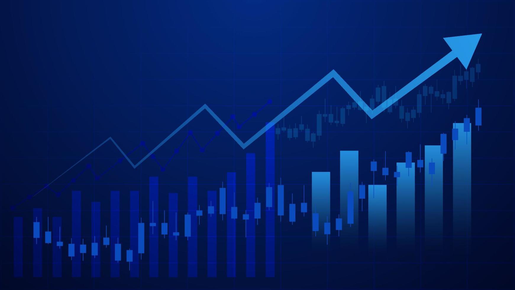 concept de finance et d'économie. graphique graphique montrant la performance des investissements des entreprises sur fond bleu vecteur