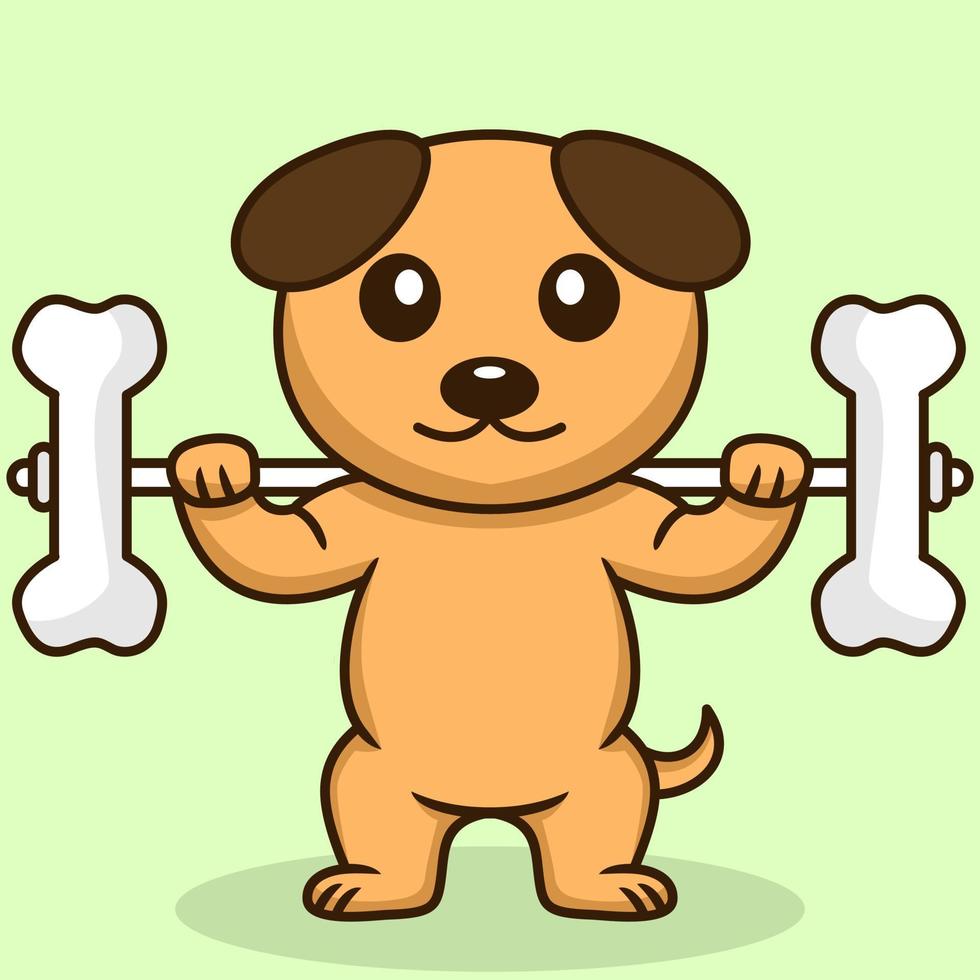 illustration vectorielle de chien mignon premium faisant le levage des os vecteur