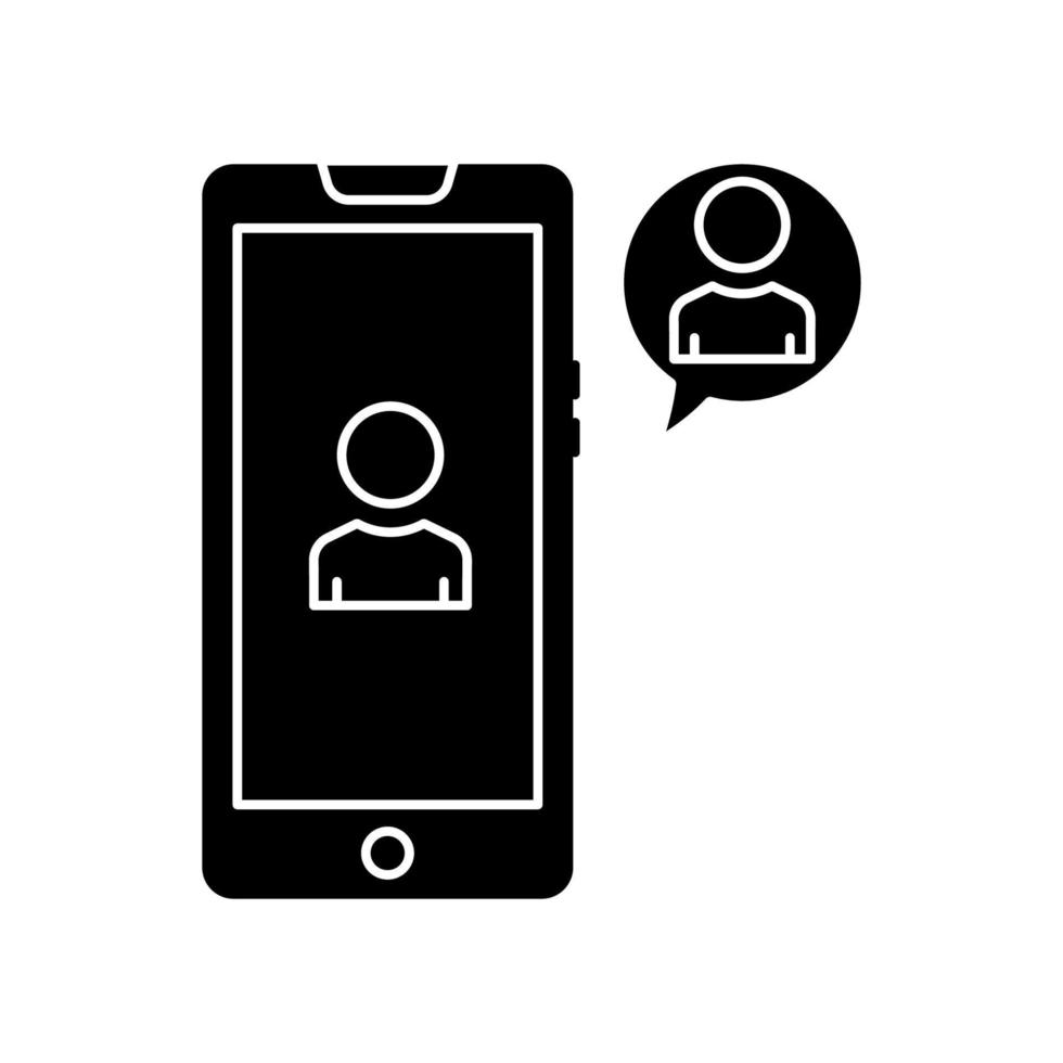 icône de téléphone portable avec chat et personnes. icône liée à la discussion, aux affaires. style d'icône de glyphe, solide. conception simple modifiable vecteur
