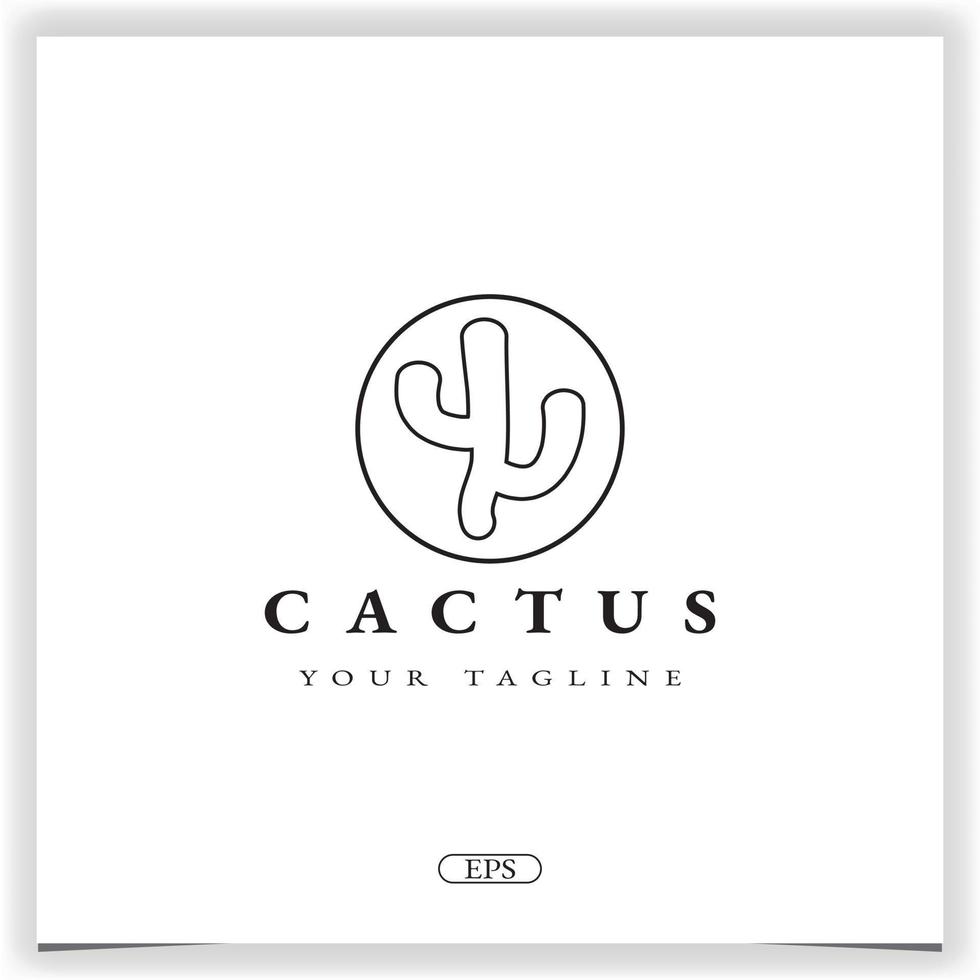 cercle cactus logo premium modèle élégant vecteur eps 10