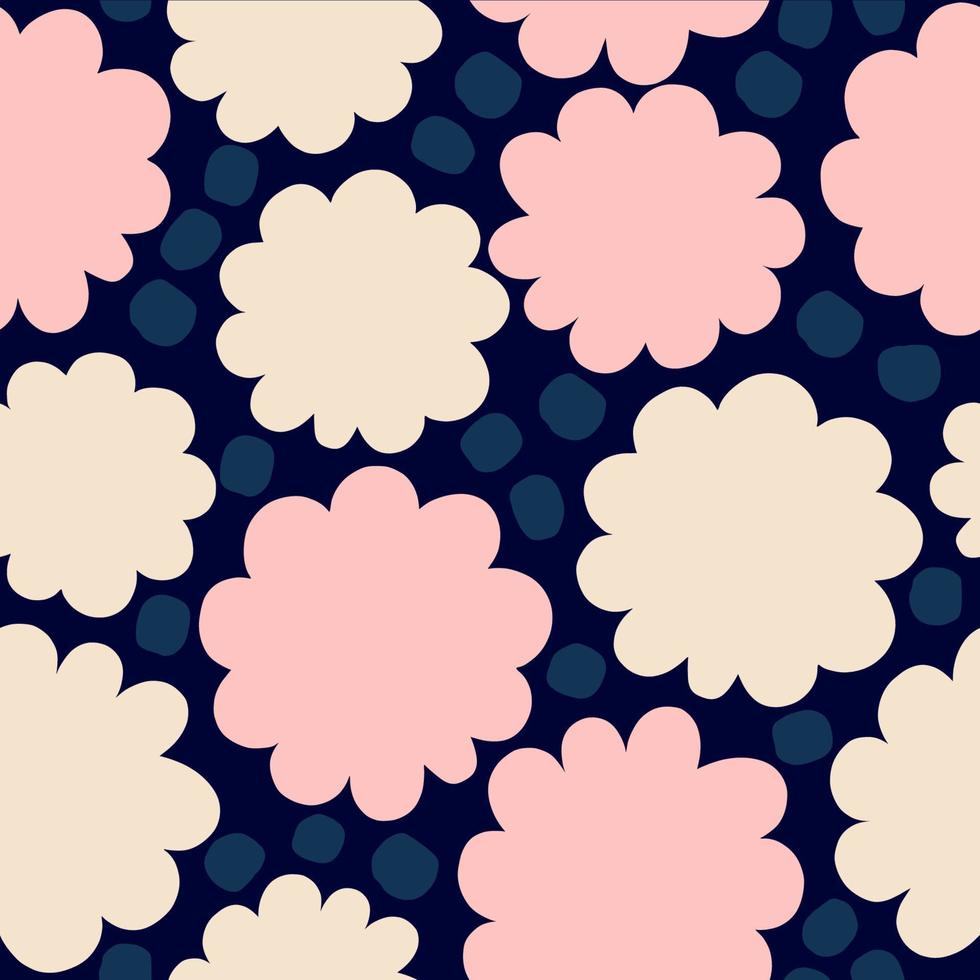 motif floral abstrait de vecteur. texture mignonne et simple avec des formes rondes dessinées à la main. fond coloré dans un style rétro vecteur