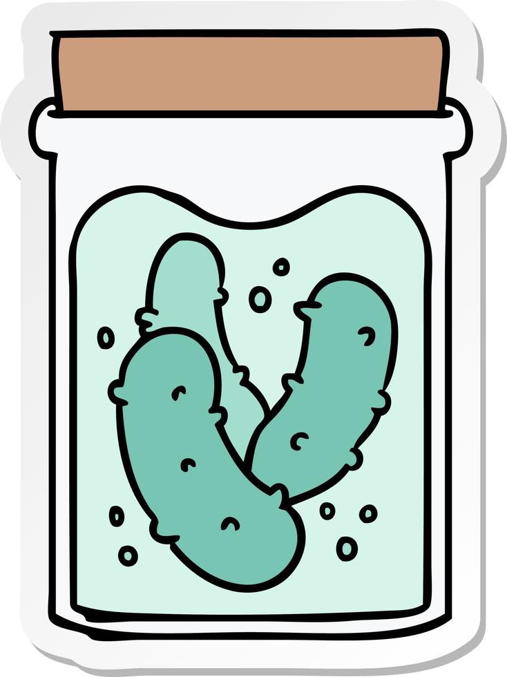 Sticker cartoon doodle pot de cornichons marinés vecteur