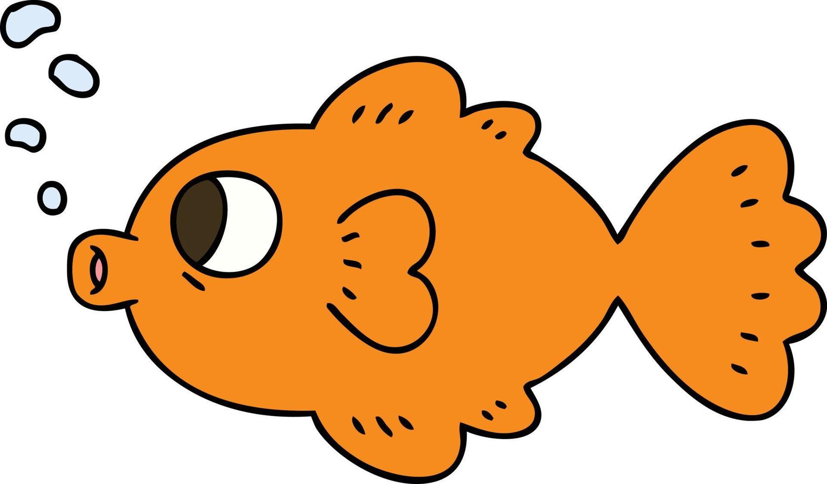 poisson de dessin animé dessiné à la main excentrique vecteur