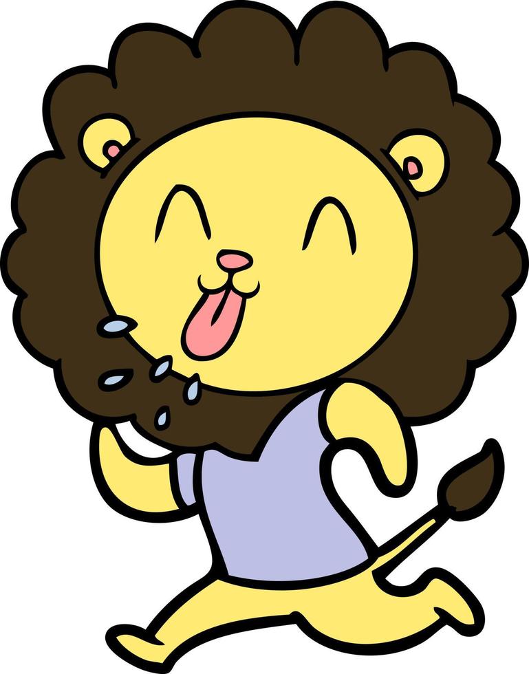 heureux, dessin animé, lion vecteur