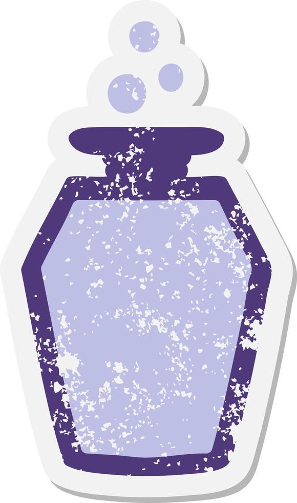 autocollant grunge de bouteille de potion de dessin animé vecteur