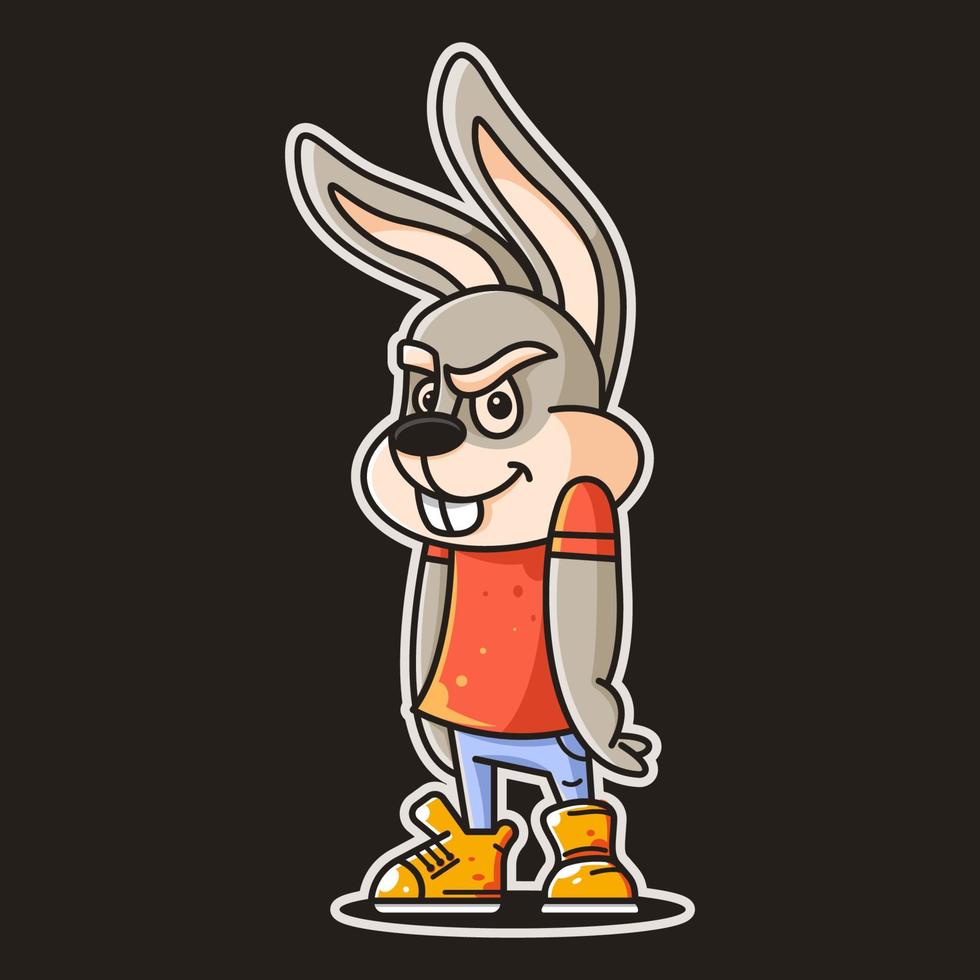 personnage de dessin animé de mascotte de lapin mignon vecteur