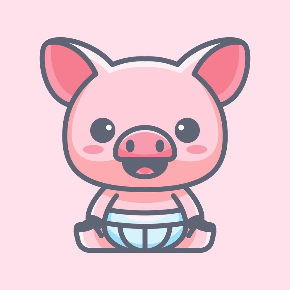 logo icône bébé cochon vecteur