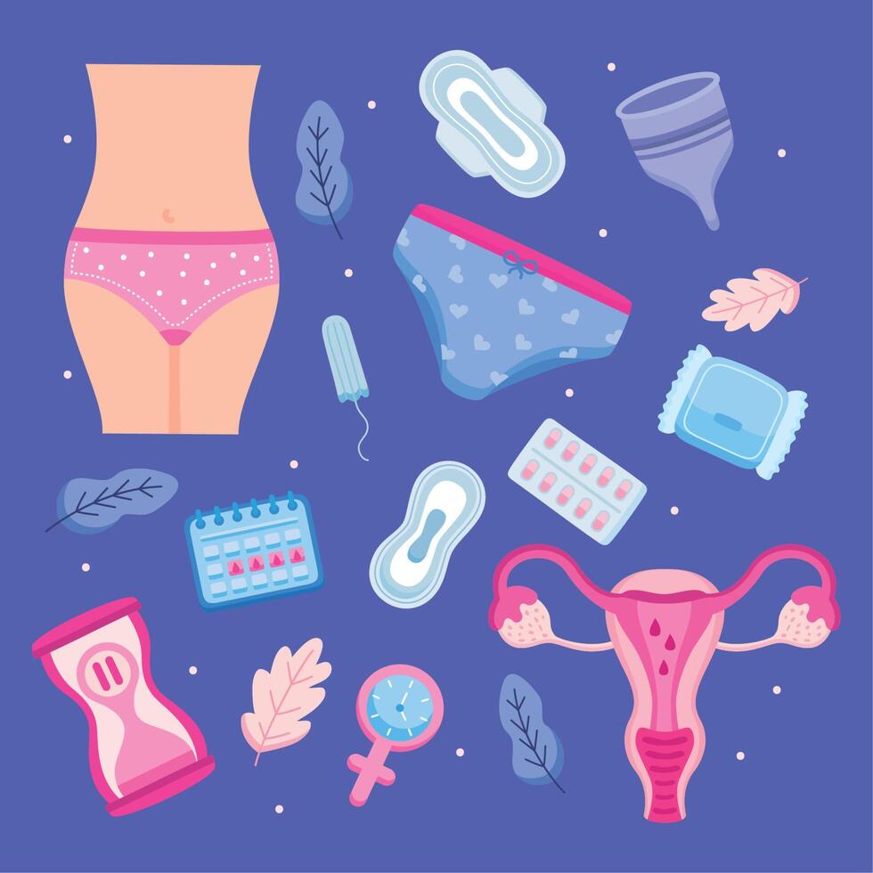 modèle d'icônes de menstruation féminine vecteur