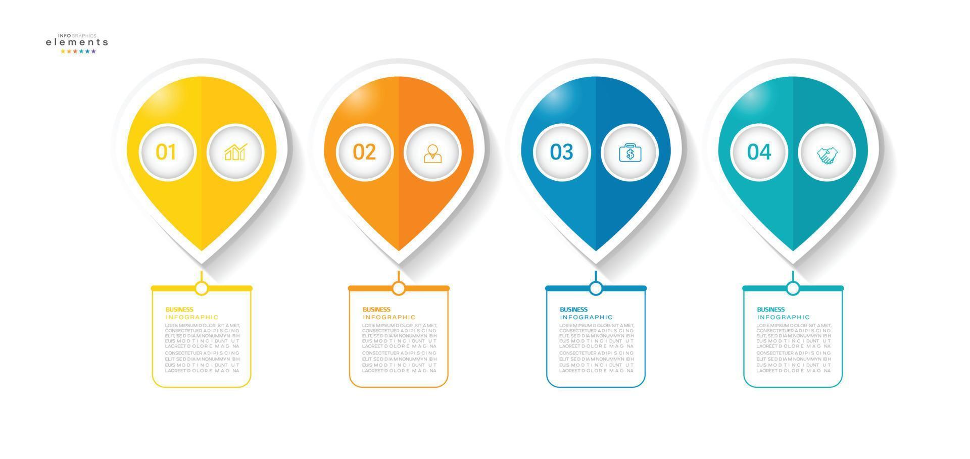 modèle de conception infographique d'illustration vectorielle avec icônes et 4 options ou étapes. peut être utilisé pour le processus, les présentations, la mise en page, la bannière, le graphique d'informations. vecteur