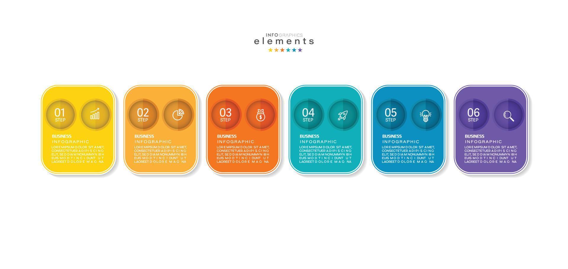 modèle de conception infographique d'illustration vectorielle avec icônes et 6 options ou étapes. peut être utilisé pour le processus, les présentations, la mise en page, la bannière, le graphique d'informations. vecteur