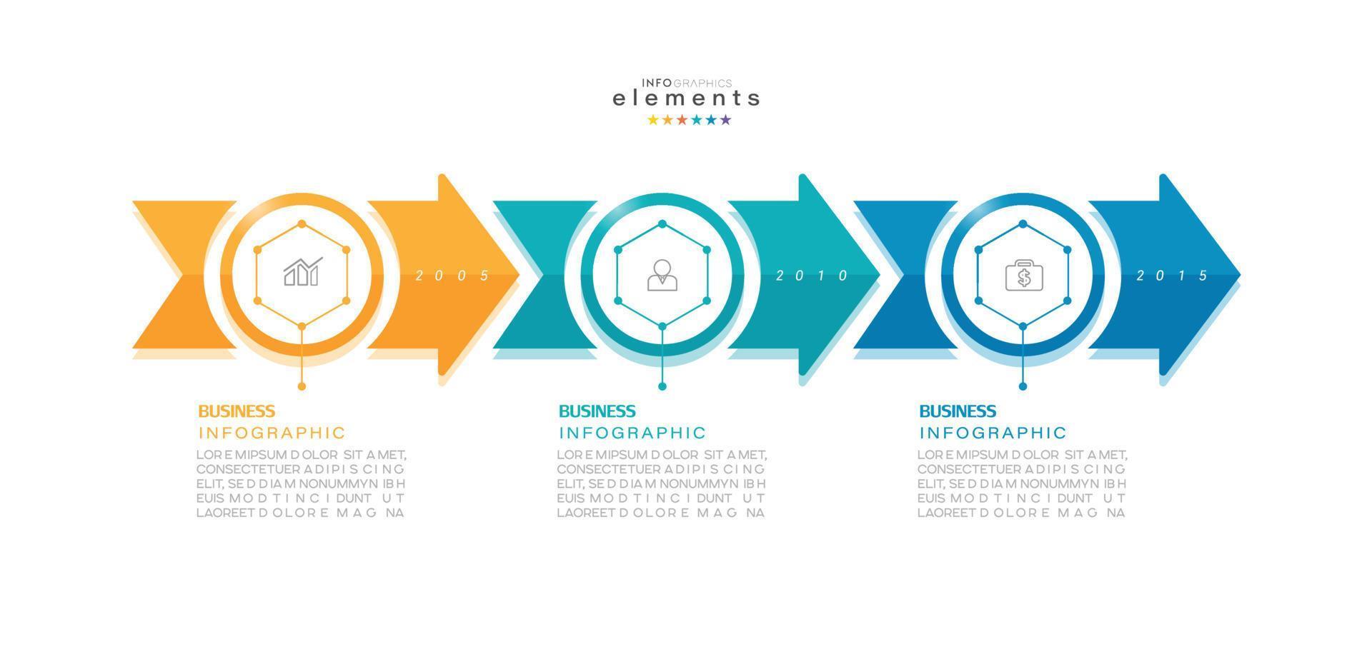 modèle de conception infographique d'illustration vectorielle avec icônes et 3 options ou étapes. peut être utilisé pour le processus, les présentations, la mise en page, la bannière, le graphique d'informations. vecteur